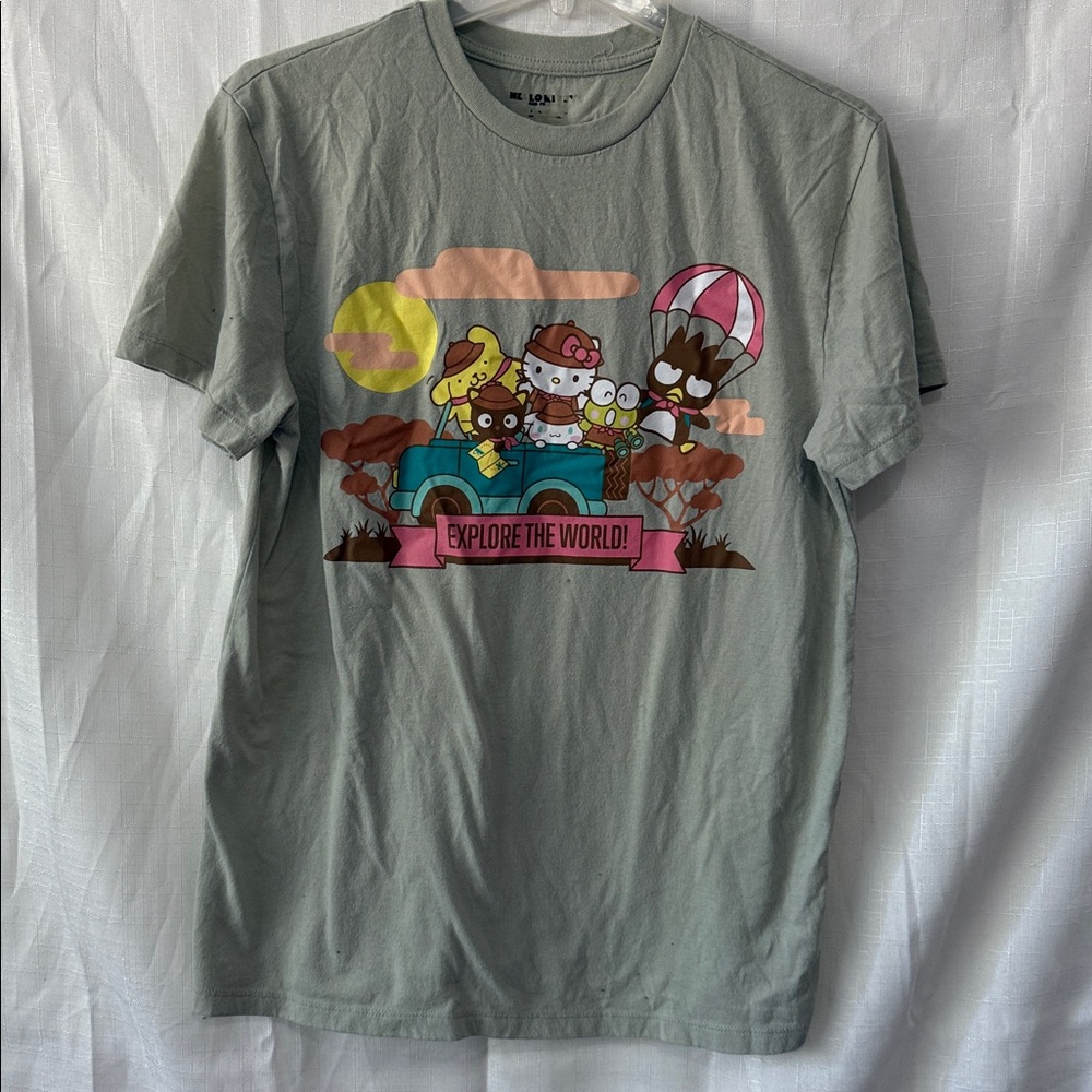Gray T-Shirt with Cartoon Graphic